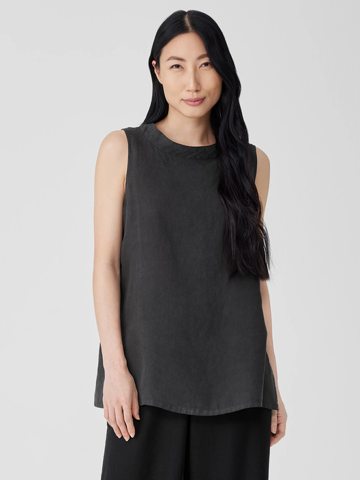 Garment-Dyed Handkerchief Linen Mock Neck Top | EILEEN FISH