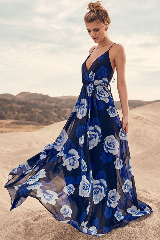 Only in Dreams Navy Blue Floral Print Maxi Dress | Maxi dress .