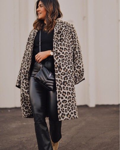 leopard print coat outfit ideas | leather pants outfit ideas .