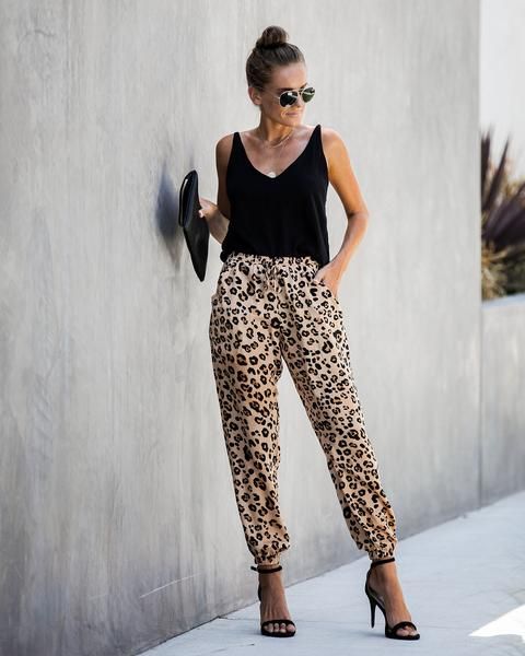 Kira Leopard Pocketed Satin Joggers | Satin joggers, Animal print .