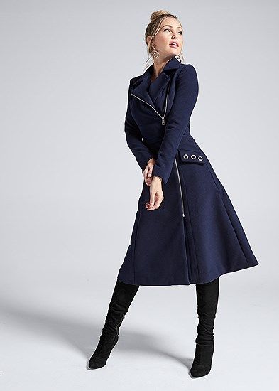 Long Asymmetrical Zipper Coat | Winter coats women, Venus fashion .