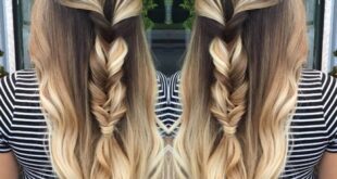 Beautiful balayage blonde with mermaid braid by Nellie Duclos .
