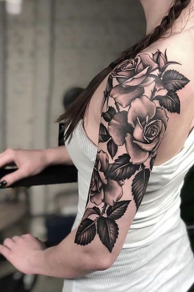 35 Beautiful Rose Tattoos for Women & Meaning | Half sleeve rose .