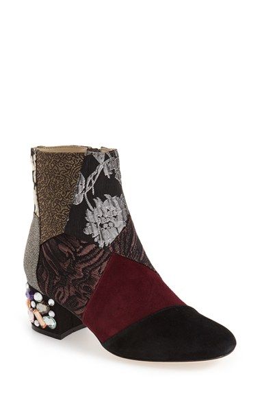 Bettye Muller 'Cyd' Bejeweled Mixed Finish Bootie | Nordstrom .