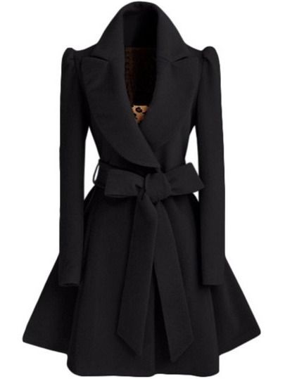 Black Shawl Collar Frock Coat With Belt | Clothes, Coats for women .