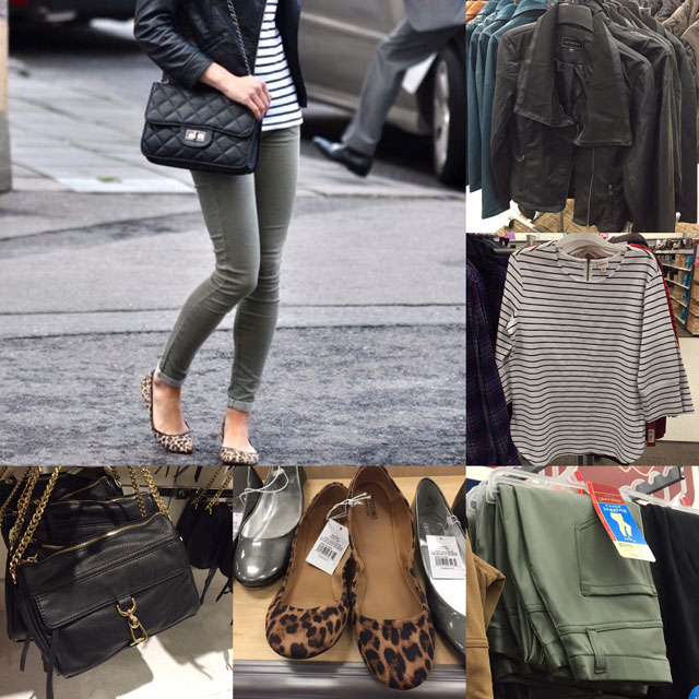 Fall Outfit Pinspiration: Leather Jacket, Striped Top, Olive .