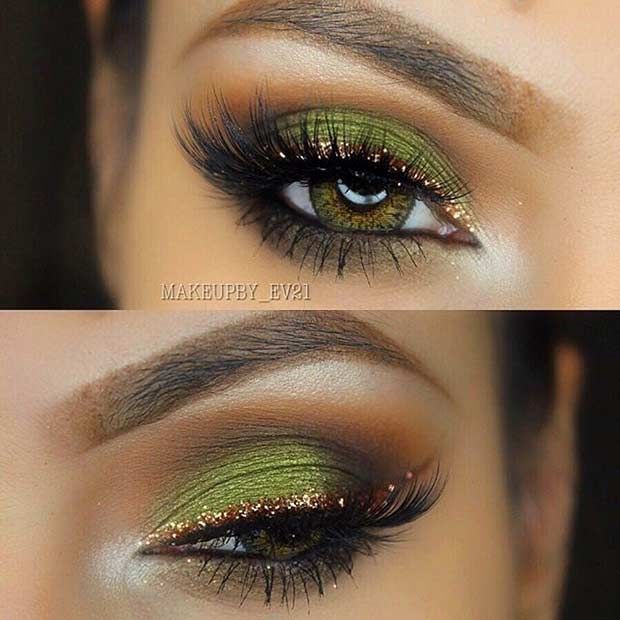31 Pretty Eye Makeup Looks for Green Eyes - StayGlam | Gold eye .