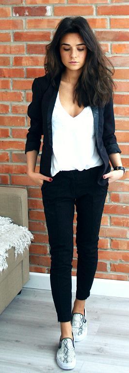 14 ideas to wear your black blazer in spring outfits | Casual work .