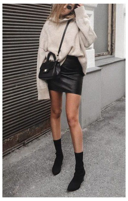 Fall Outfits With Skirts: Simply Cute Looks #black #sock #boots .