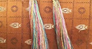 Tassel Rainbow Silk Thread Earrings Brass Caps Coral - Etsy .