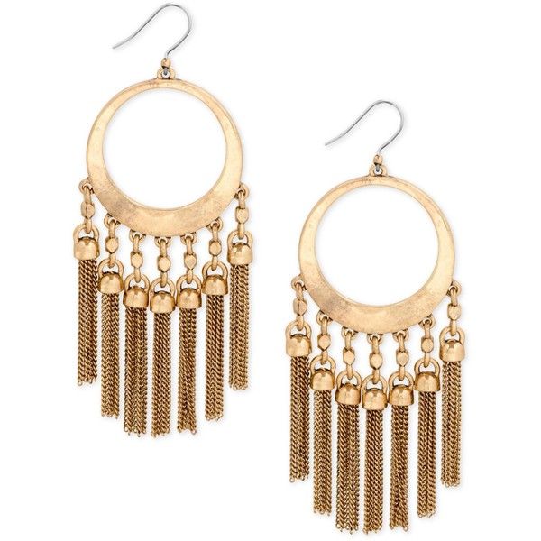 Lucky Brand Gold-Tone Circle Fringe Drop Earrings | Circle jewelry .