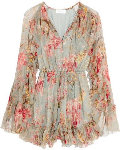 Zimmermann Mercer Floating Ruffled Floral-print Silk-georgette .