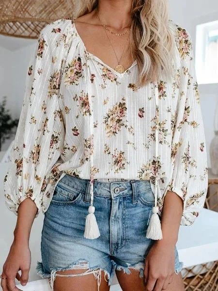 Boho Chic Floral Print Denim
     