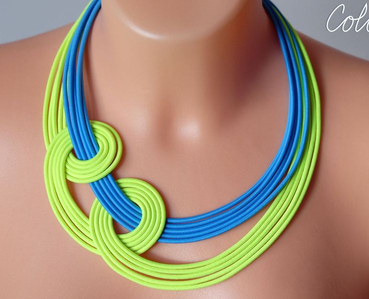 Neon Necklace Knot Neon Necklace Boho Chic Necklace Bright - Etsy .