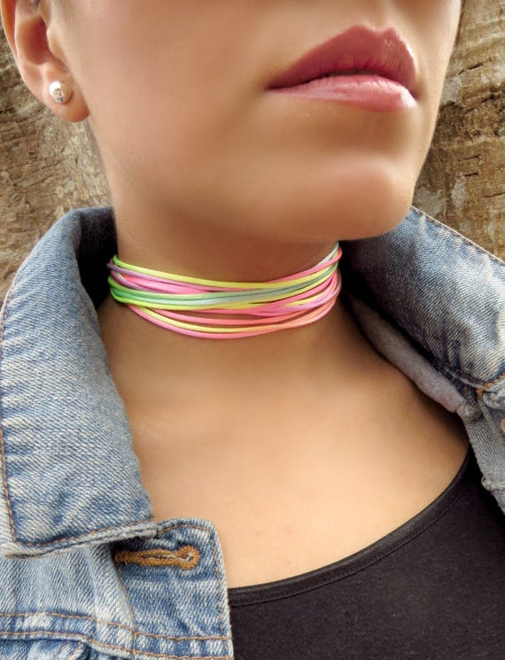 Layered Choker Neon Choker Choker Necklace Summer Jewelry - Et