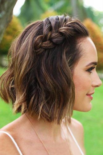 15 Charming Braided Hairstyles For Short Hair | Short wedding hair .