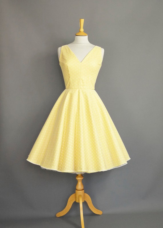 Yellow Cotton & Polka Dot Tulle Swing Dress Made by Dig for - Et