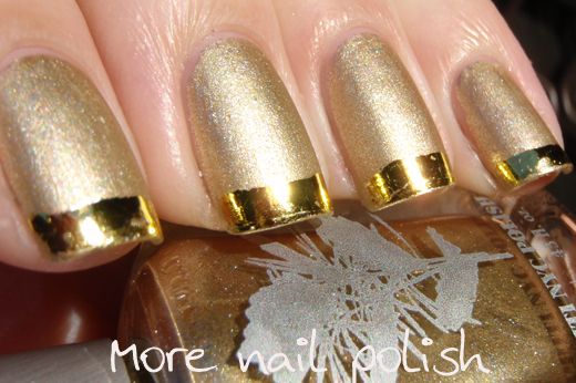 foil polish with gold leaf tips | Gold nails, Gold nail art .