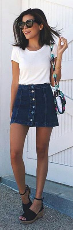 Button Front Skirt Outfits For
      Summer