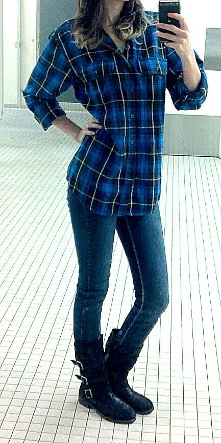 Casual Friday - Men's #flannel shirt, jeans, black boots. Perfect .