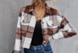 Plaid Drop Shoulder Crop Shacket | Plaid shirt outfits, Fashion .