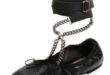 Valentino Rockstud Ballet Chain Ankle-Wrap Leather Flat, Nero .
