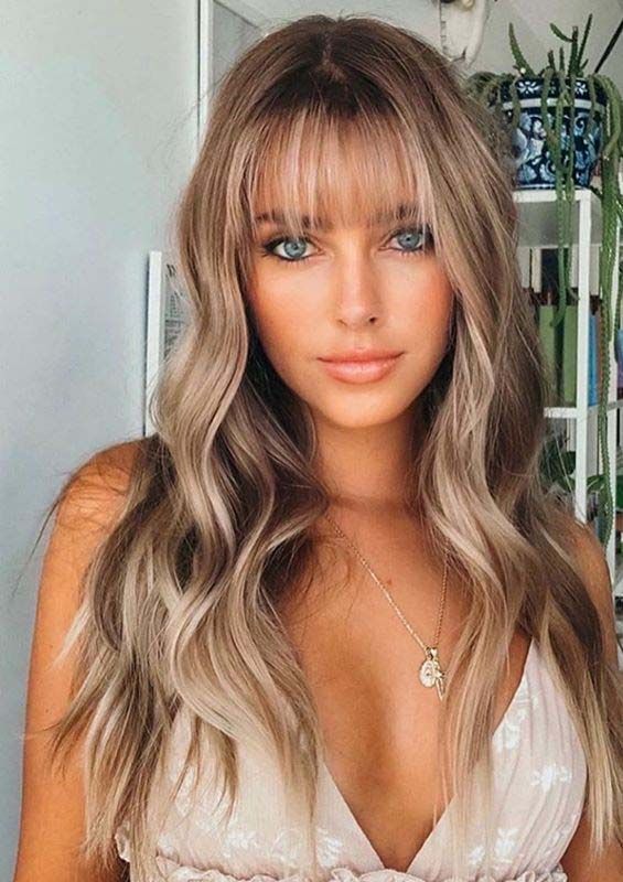 Unique Long Balayaged Hairstyles with Bangs for Women in 2020 .