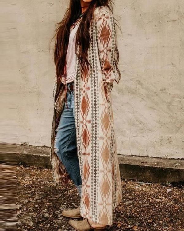 Women's Boho Cardigan Casual Coat in 2023 | Long knit, Knitted .