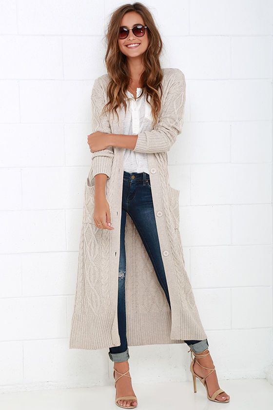 At Great Length Beige Long Cardigan Sweater | Fall fashion coats .