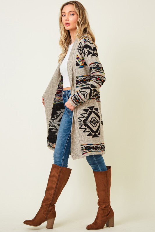 Sweater long sleeve open long cardigan - Beige – Chic Meadow Boutiq