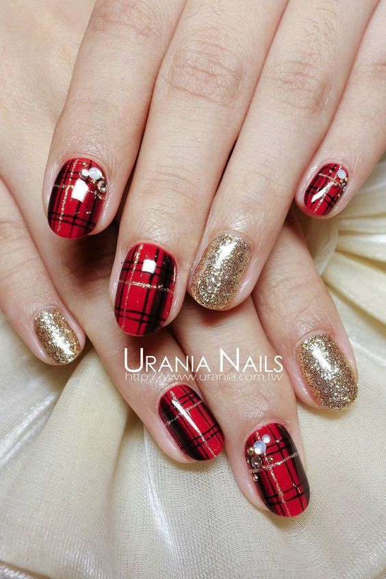 44 Gorgeous Fall Nail Art Ideas To Try This Fall | Plaid nail art .