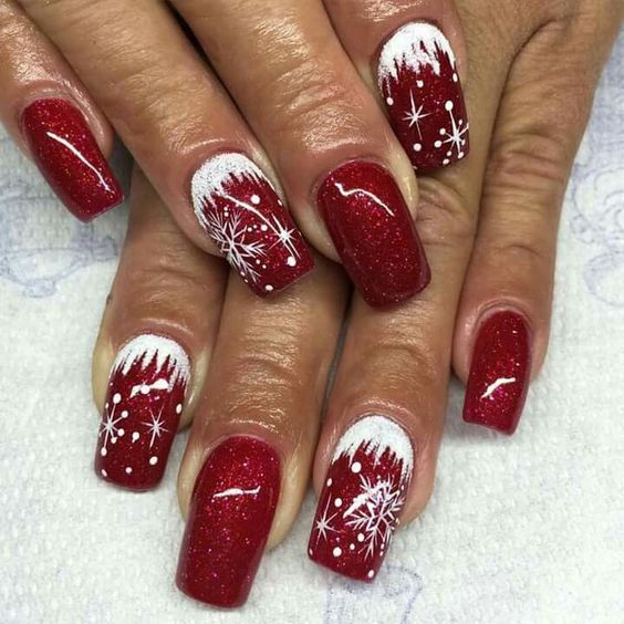 Fantastic Square Christmas Nails Design | Christmas gel nails .