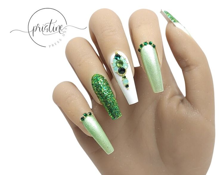 Luxury Bling St. Patrick's Day Nails Saint Patricks Day - Etsy .