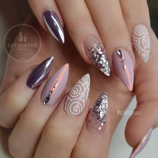 50+ Almond Nail Designs | Art and Design | Rhinestone nails .