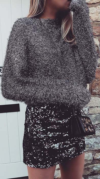 Sweater and Sequin Skirt Outfit Idea | Moda, Ropa de moda, Ropa .