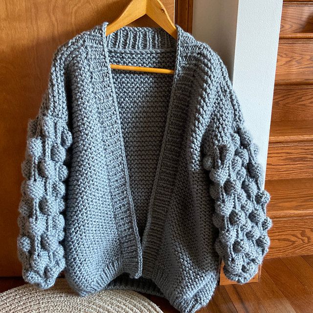 Bubble Sleeve Chunky Cardigan Knitting Pattern Bobble - Etsy .