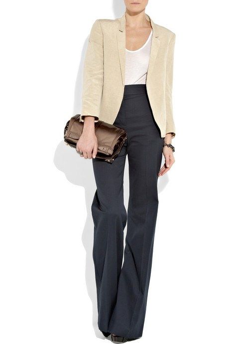 sleek work outfit | Work outfit, Fashion, Black wide leg pan