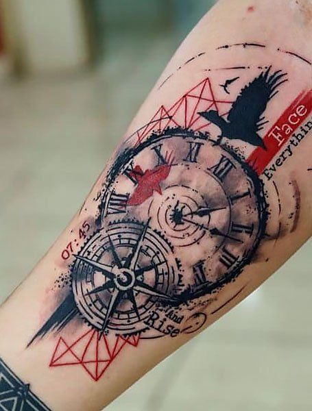 20 Cool Compass Tattoo Designs & Meaning | Forearm tattoo men .