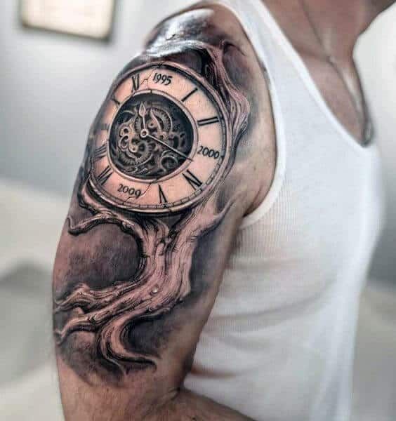 Clock Tattoos for Men | Shoulder sleeve tattoos, Half sleeve .
