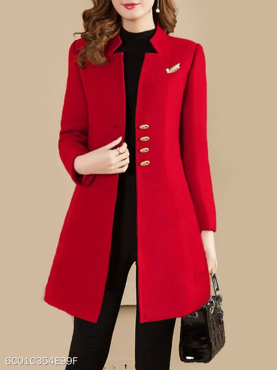 Collarless Plain Coat - berrylook.com | Womens dress coats, Plain .