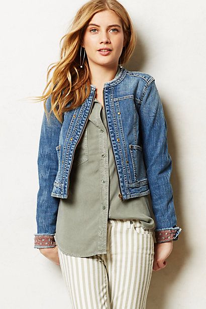 Petite Clothing for Women | Collarless denim jacket, Clothes, Jacke