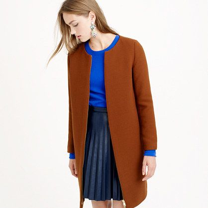 J.Crew - Double-cloth collarless coat | Collarless coat, Outerwear .