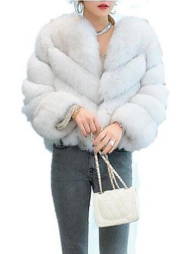 59.99] Women's Daily Basic Fall & Winter Short Fur Coat, Solid .