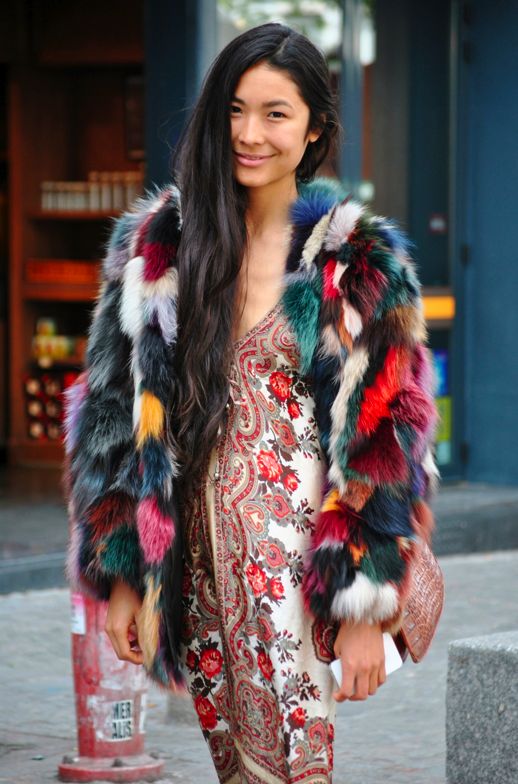 Image detail for -THE STREET MUSE COLORFUL BRIGHT FUR COAT .