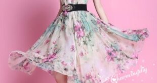 90 Colors Chiffon Green Pink Flower Knee Party Evening Wedding .