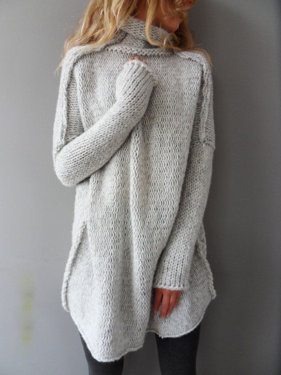 Pearl Grey Oversized Chunky Knit Alpaca Woman Sweater Dress - Etsy .