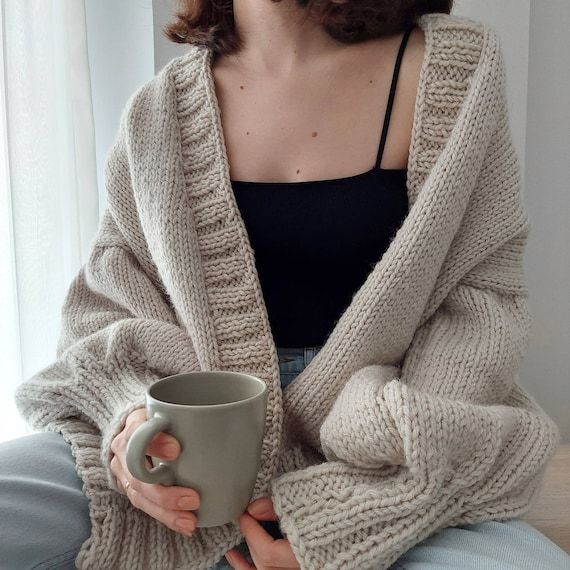 Cozy Knit Cardigan Chunky Oversize Handknit Cardigan - Etsy .