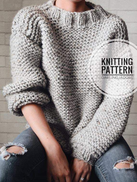 KNITTING PATTERN ⨯ Chunky Knit Sweater, Cozy Jumper ⨯ Easy .
