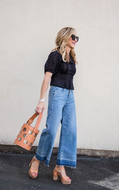 High waisted jeans in 2023 | Wide leg jeans outfit, High waisted .