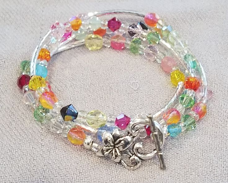 Glass Bead Wrap Bracelet Colorful Austrian Czech Crystal 4 - Etsy .